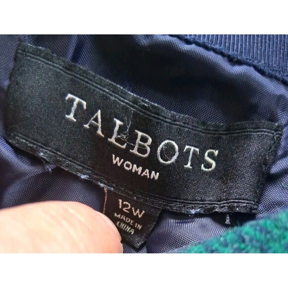 Talbots Teal Green Dachshund Dog Print Wool Blend Scalloped Pencil Skirt Sz 12W - Picture 3 of 4